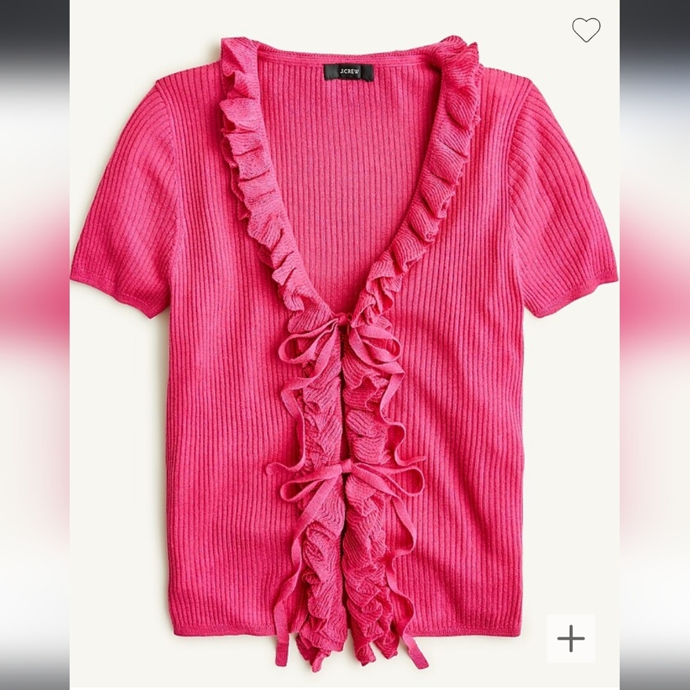 J. Crew Silk-Blend ruffle tie-front sweater-top